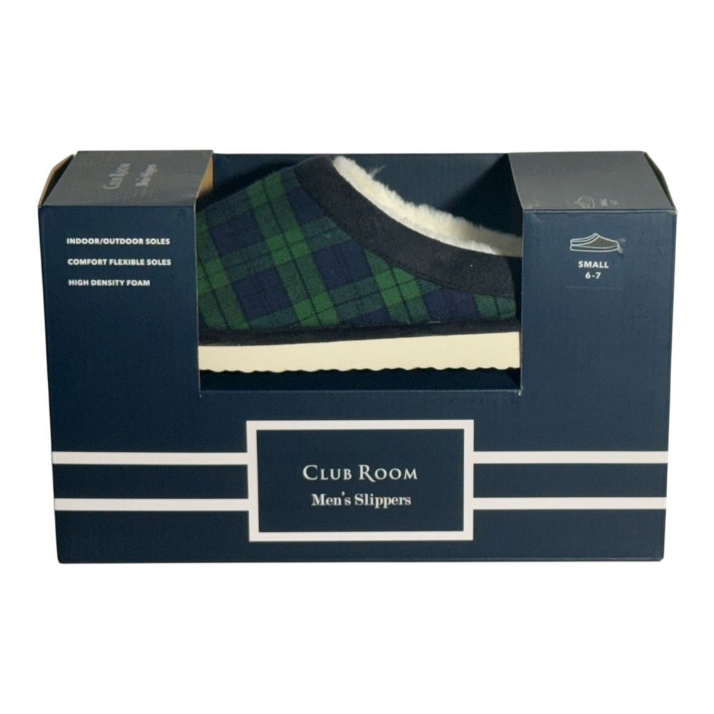 Club Room Men's Indoor/outdoor soles  Slip On Slippers Blue Green‎ Small 6- 7